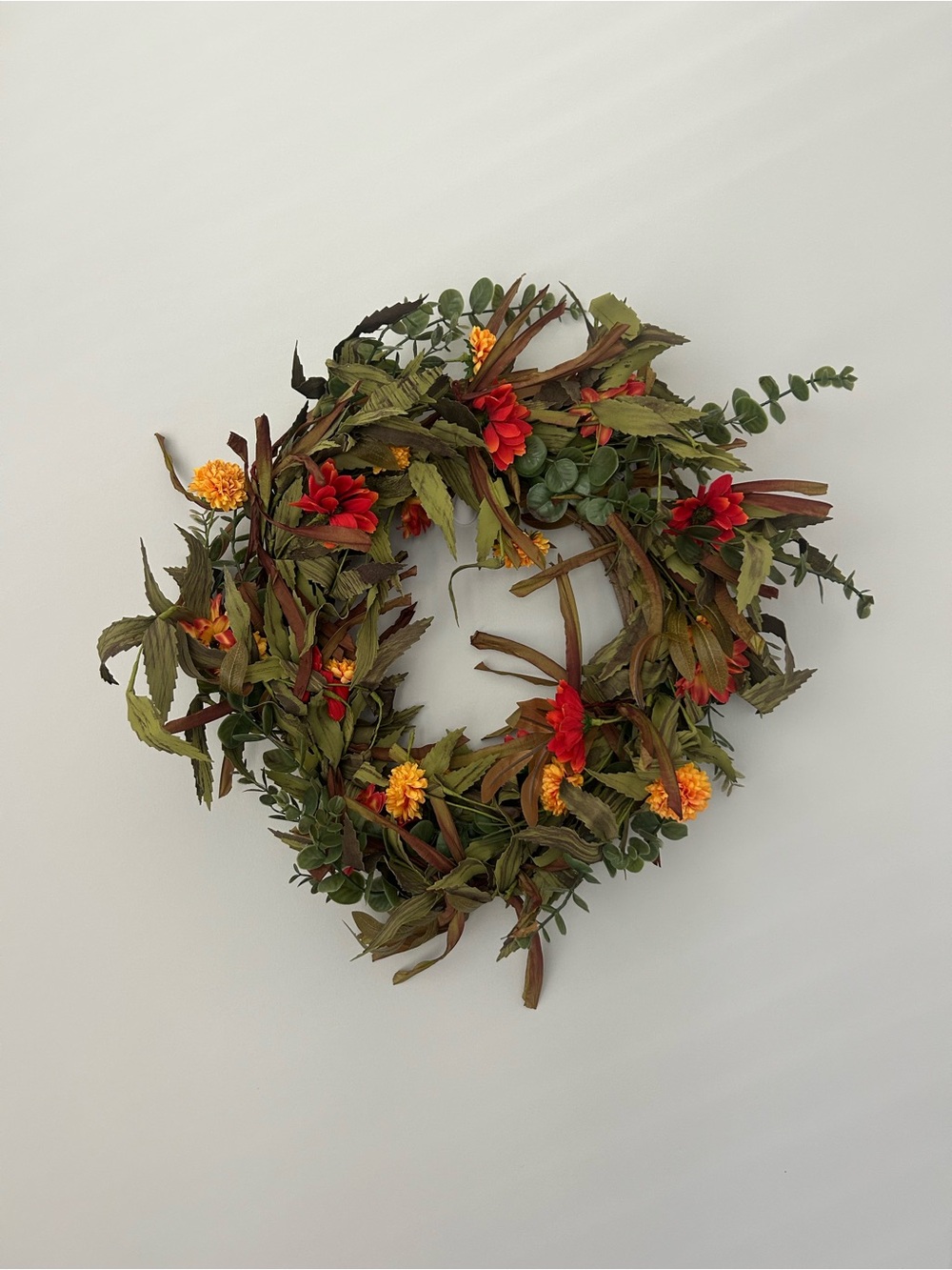 Autumn Red & Orange Floral Wreath - Home Holiday Decor
